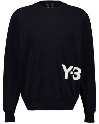 Y-3 Gestricktes Sweatshirt mit Logo - Blau