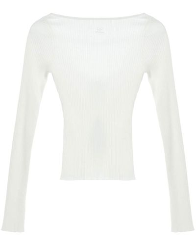 Courreges Scoop-back Ribbed-knit Top - White