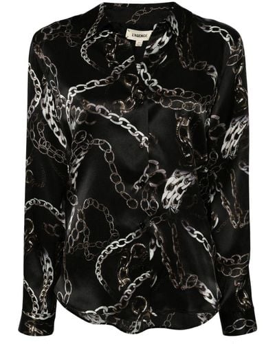 L'Agence Tyler Graphic-print Silk Shirt - Black