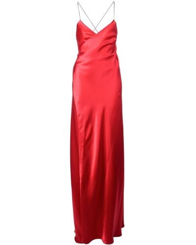 Michelle Mason Strappy Wrap Gown - Red