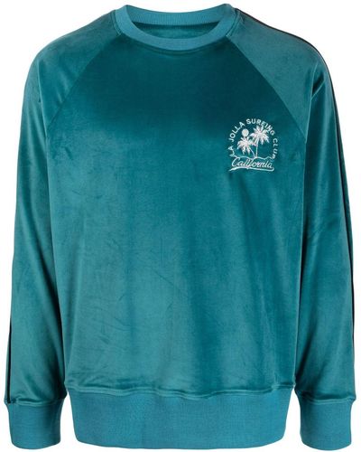 PT Torino Sweatshirt in Samtoptik - Blau