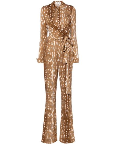 Diane von Furstenberg Michelle Animal-print Jumpsuit - Natural