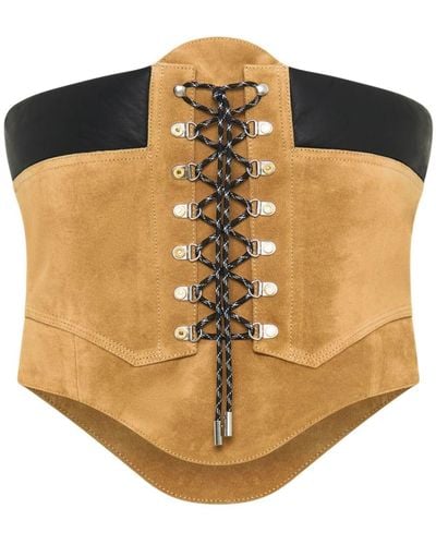 Dion Lee Hiker Boot Suede Corset Top - Natural