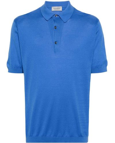 John Smedley Katoenen Poloshirt - Blauw