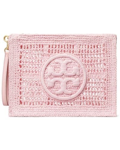 Tory Burch Ella Double T-embossed Clutch Bag - Pink