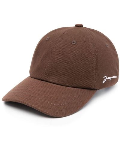 Jacquemus La Casquette Baseballkappe Aus Baumwoll-piqué Mit Stickerei - Braun