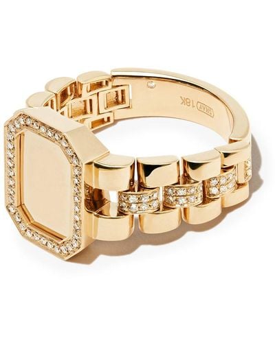 SHAY Pavé Frame Diamond-embellished Signet Ring - Metallic