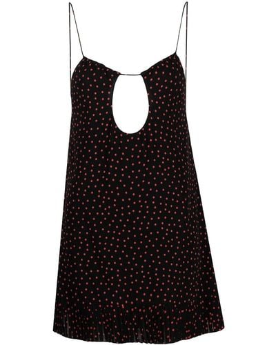 Saint Laurent Polka-dot Print Cut-out Detail Mini Dress - Black