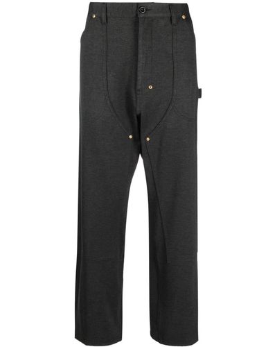 4SDESIGNS Panelled Mélange-effect Straight-leg Trousers - Grey