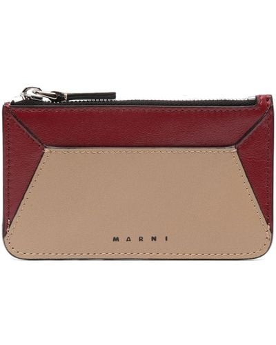 Marni Logo-print Leather Card Holder - Red