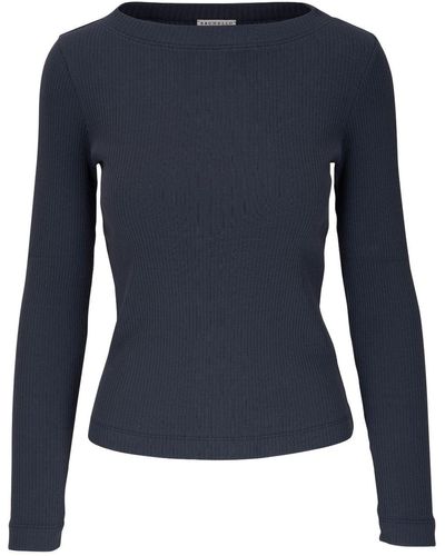 Brunello Cucinelli Top de canalé - Azul