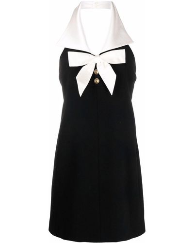 Saint Laurent Bow-detail Mini Halter Dress - Black