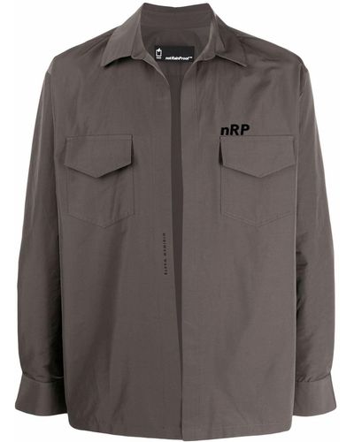 Styland Open-front Shirt Jacket - Brown