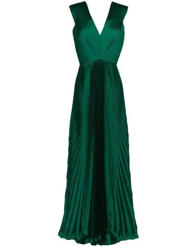 SemSem V-neck Charmeuse Maxi Dress - Green