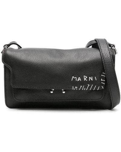 Marni Logo-stitched leather crossbody bag - Negro