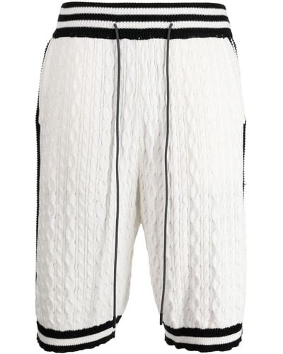 Mostly Heard Rarely Seen Cable-knit Striped Track Shorts - White