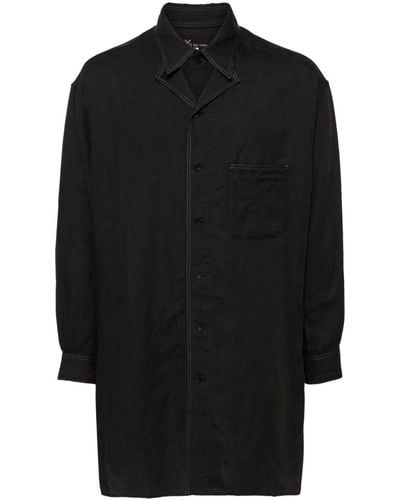 Y's Yohji Yamamoto Double-collar Long Shirt - Black