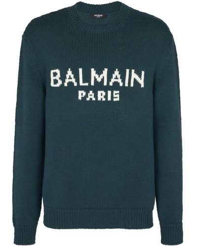 Balmain ロゴ セーター - ブルー