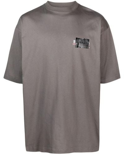 Balenciaga Gaffer Oversized Logo-embroidered Appliquéd Cotton-jersey T-shirt - Gray