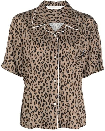 Palm Angels Leopard-print Shirt - Brown