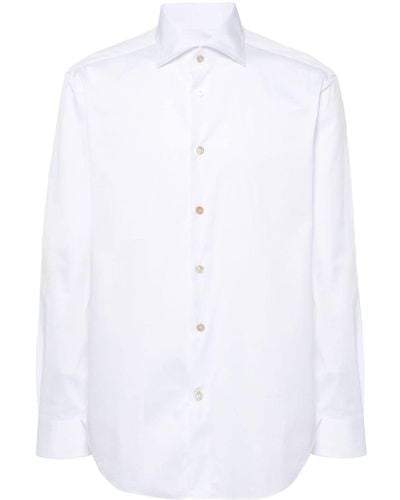 Kiton Katoenen Overhemd Met Knopen - Wit