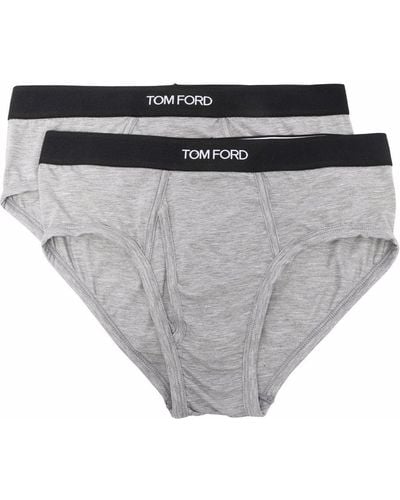 Tom Ford Pack de 2 calzoncillos con logo en la cinturilla - Gris