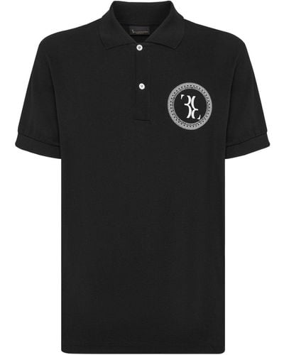 Billionaire Logo-embroidered Cotton Polo Shirt - Black