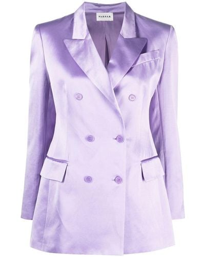 P.A.R.O.S.H. Doppelreihiger Blazer aus Satin - Lila