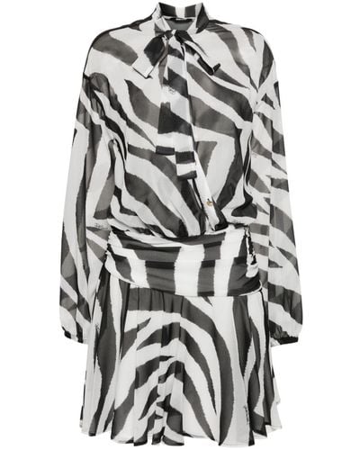 Just Cavalli Zebra-print Mini Dress - Grey