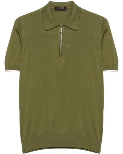 Moorer Cotton half-zipped polo shirt - Grün