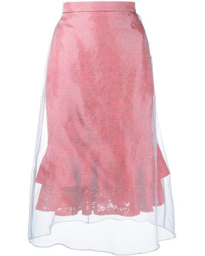 Undercover Tulle-overlay Lace Skirt - Red