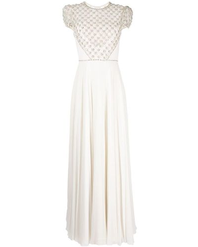 Jenny Packham Vida Crystal-embellished Silk Gown - White