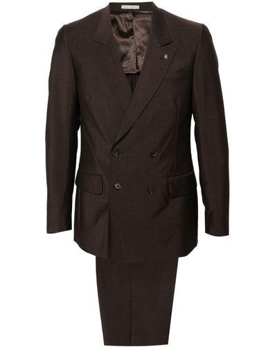 Corneliani Double-breasted Virgin Wool-blend Suit - Black