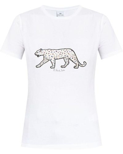 PS by Paul Smith Tiger-print Cotton T-shirt - White