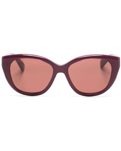Gucci Cat-Eye-Sonnenbrille mit Logo-Gravur - Pink