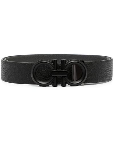 Ferragamo Gancini Leather Reversible Belt - Black