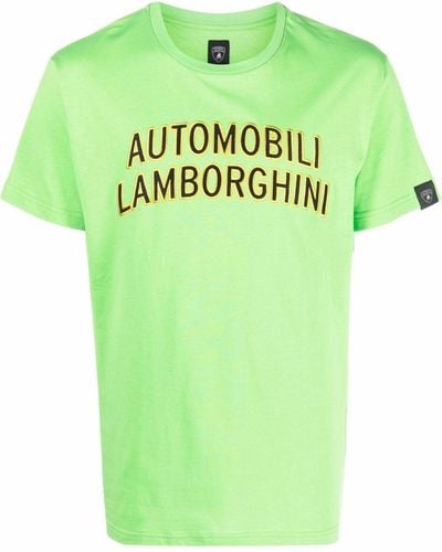 Automobili Lamborghini T-Shirt mit Logo-Stickerei - Grün