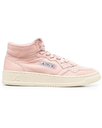 Autry Mid-top Lace-up Trainers - Pink