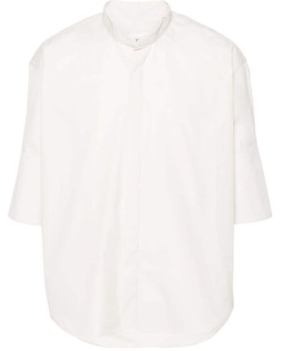 Ami Paris Band-collar Cotton Shirt - White