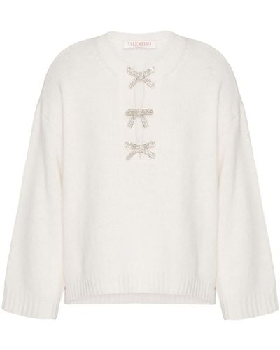 Valentino Garavani Embroidered Wool Sweater - White
