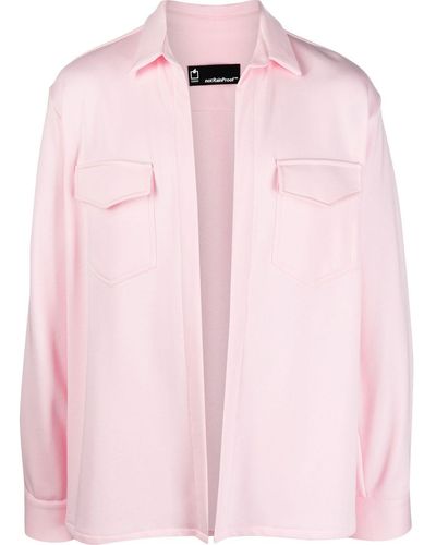 Styland X Notrainproof Open-front Cotton Shirt Jacket - Pink