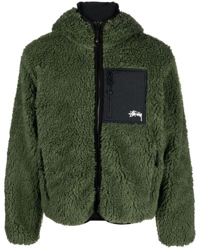 Stussy Fleece-texture Hooded Jacket - Green