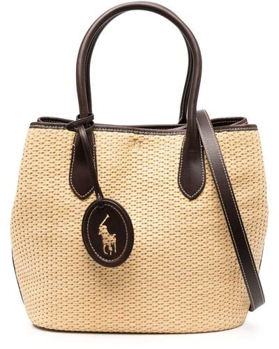 Polo Ralph Lauren Interwoven Logo-tag Tote Bag - Natural