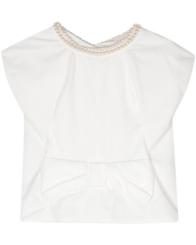 Junya Watanabe Blusa con motivo de panal - Blanco