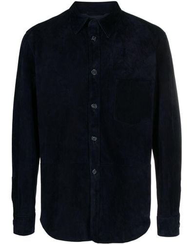 Giorgio Armani Suède Overhemd - Blauw