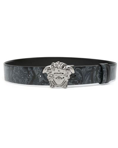 Versace La Medusa Reversible Leather Belt - Black
