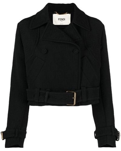 Fendi Cotton Double-breasted Jacket - Black
