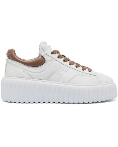 Hogan Baskets H-Stripes en cuir - Blanc