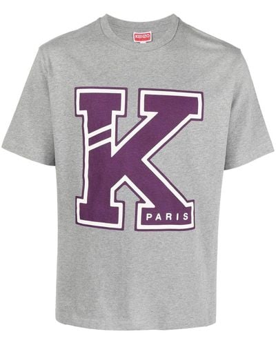 KENZO T-Shirt aus Baumwoll-Jersey mit Logoprint - Grau