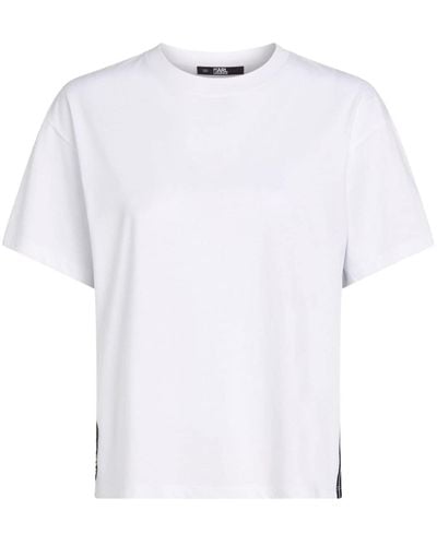 Karl Lagerfeld T-Shirt mit Logo-Streifen - Weiß
